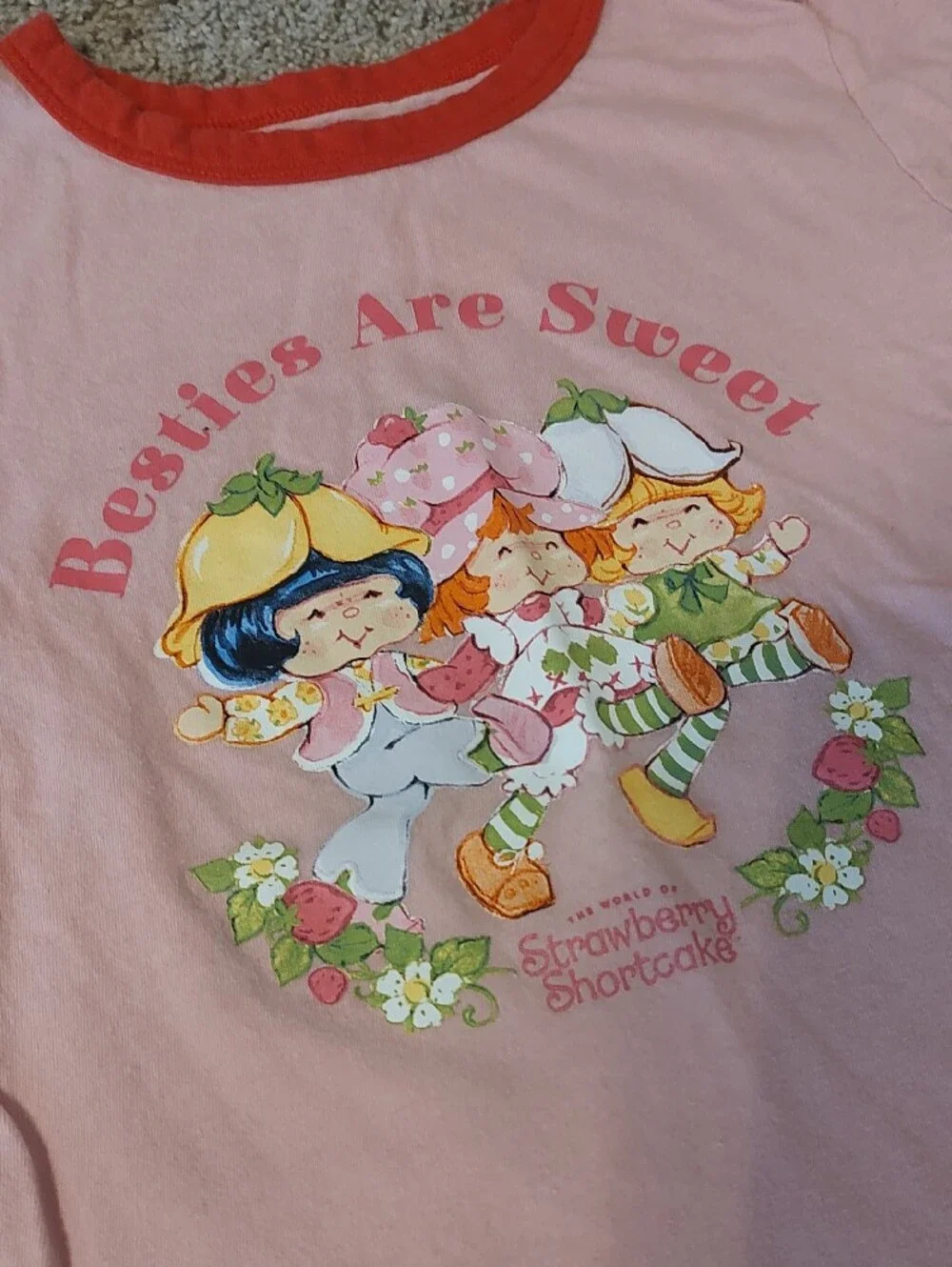 Old Navy Pink Kids Strawberry Shortcake 'Besties Are Sweet' Tee with Red Trim